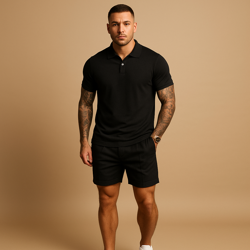 Men’s casual relaxed fit shirt and shorts set streetwear outfit