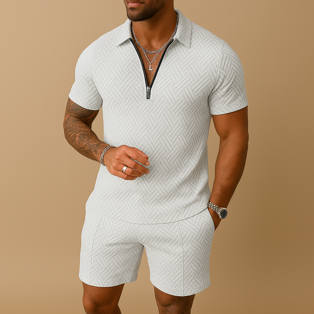 Men’s casual summer polo shirt and shorts set