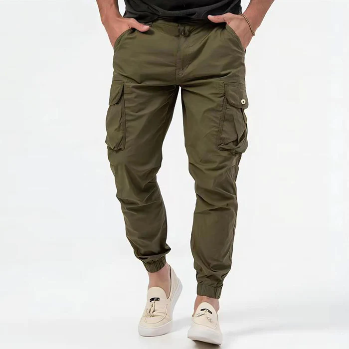 Men’s cargo pants with drawstring waist and utility pockets