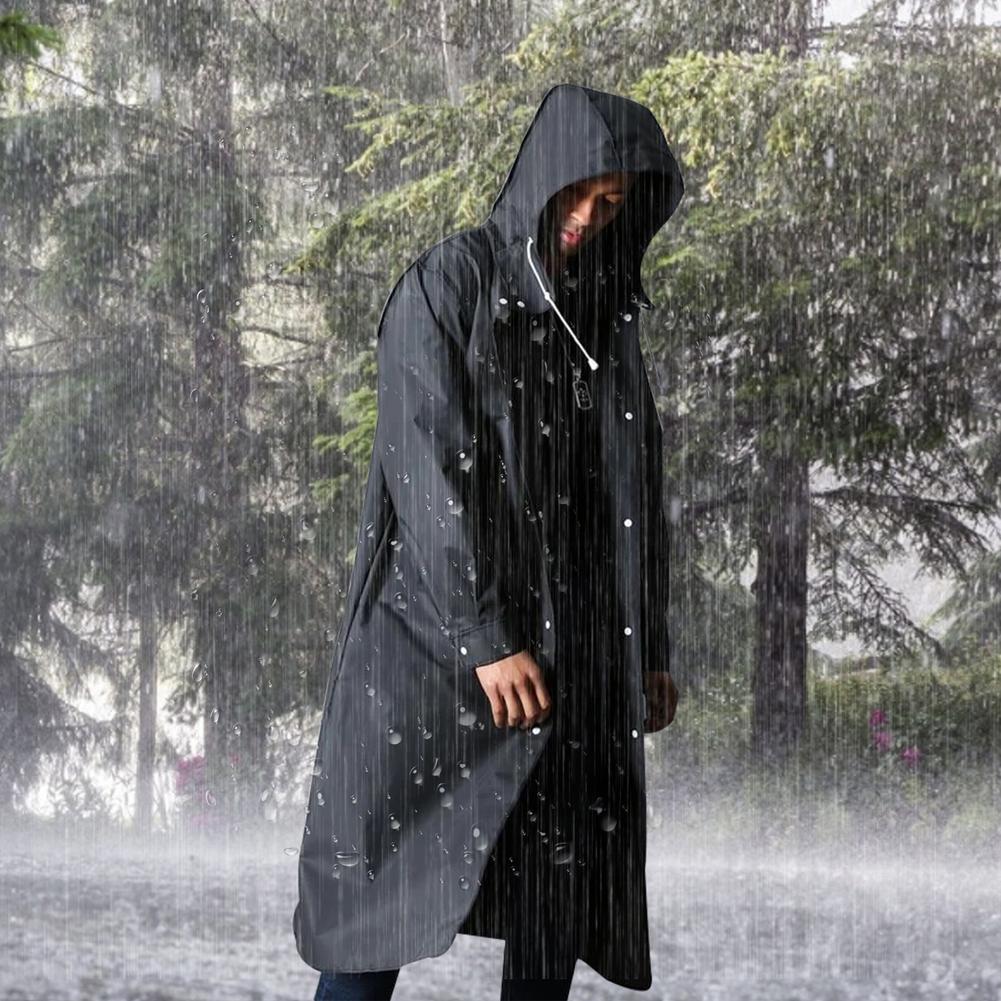 Unisex long water-resistant jacket for outdoor activities