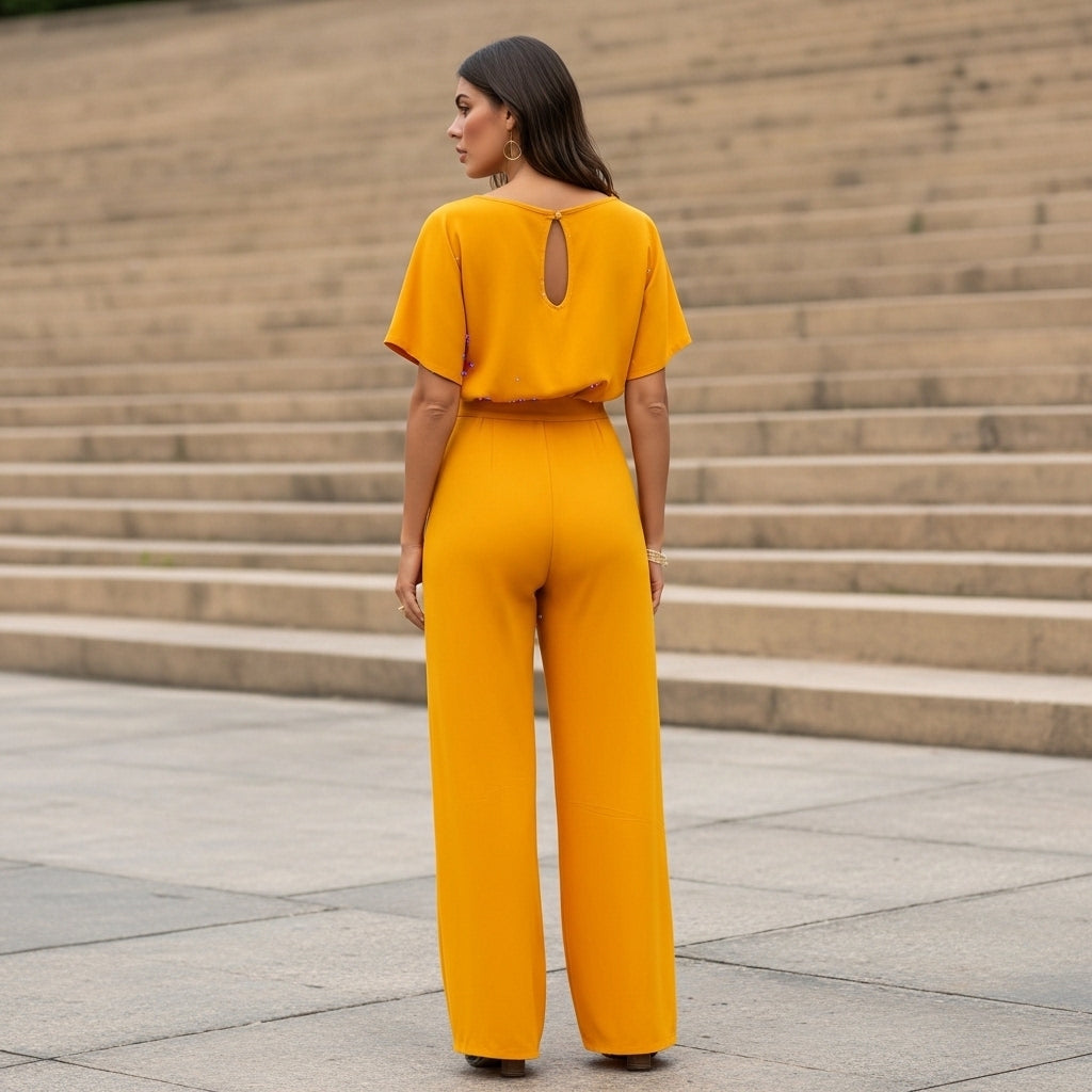 Women’s Jumpsuit Fitted High Waist Lace Up Design