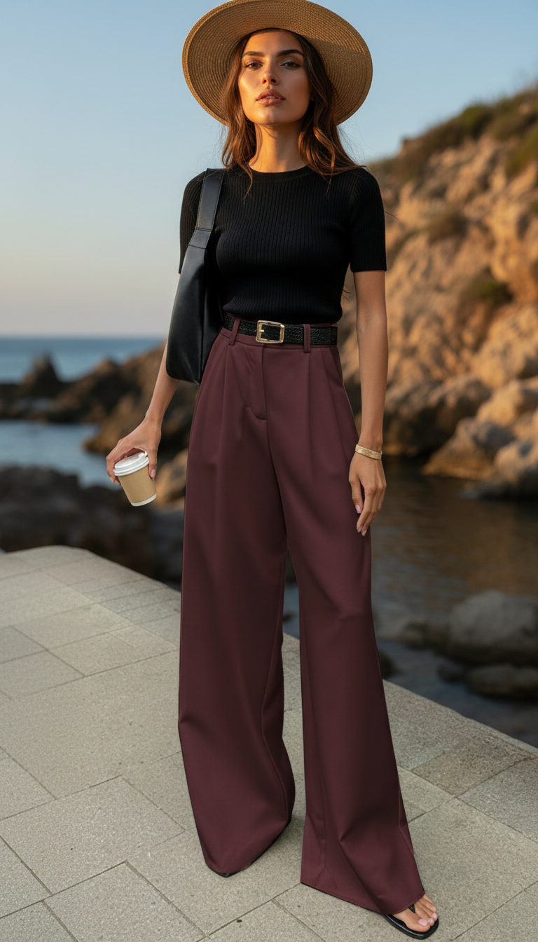 Women’s Wide Leg Office Trousers Relaxed Fit
