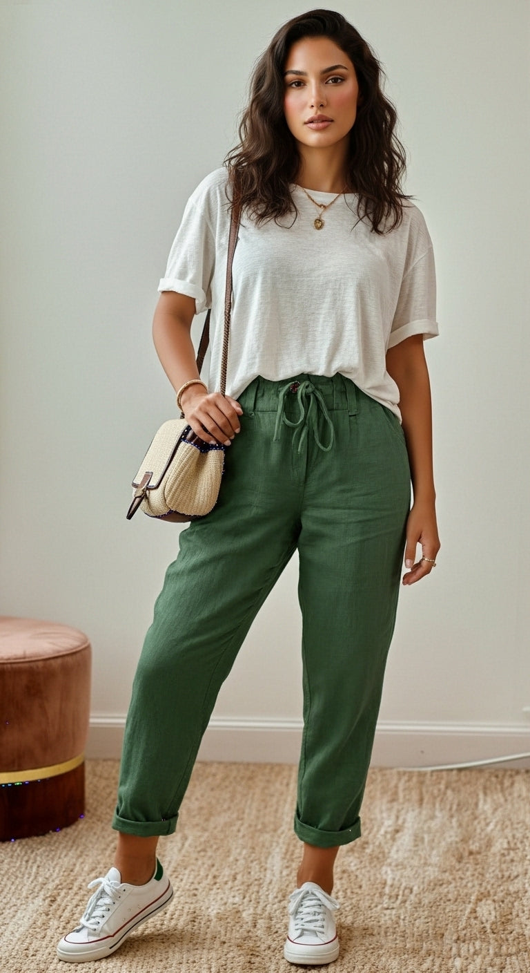 Women’s Linen Wide Leg Trousers Casual Summer Wear