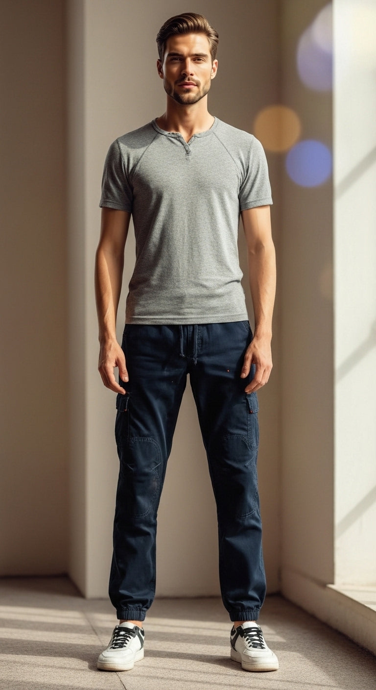 Men’s Cargo Jogger Pants Military Style Cotton Blend
