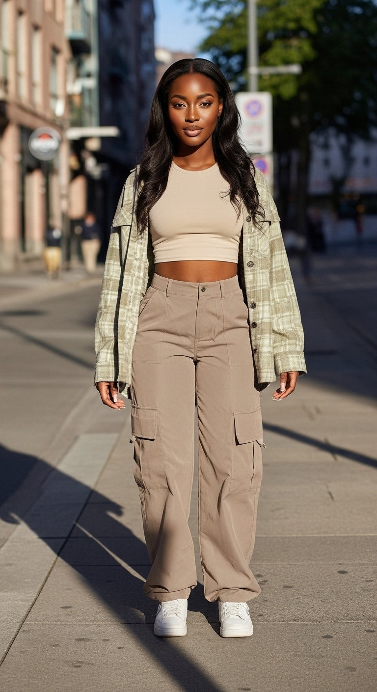 Women’s High-Waist Cargo Trousers Relaxed Fit