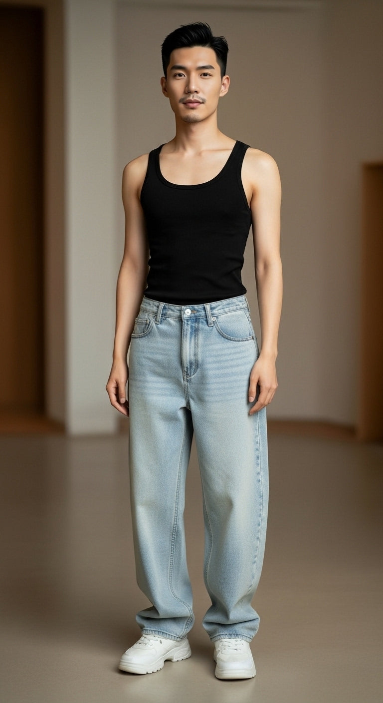 Men’s Denim Jeans Loose Fit Straight Leg