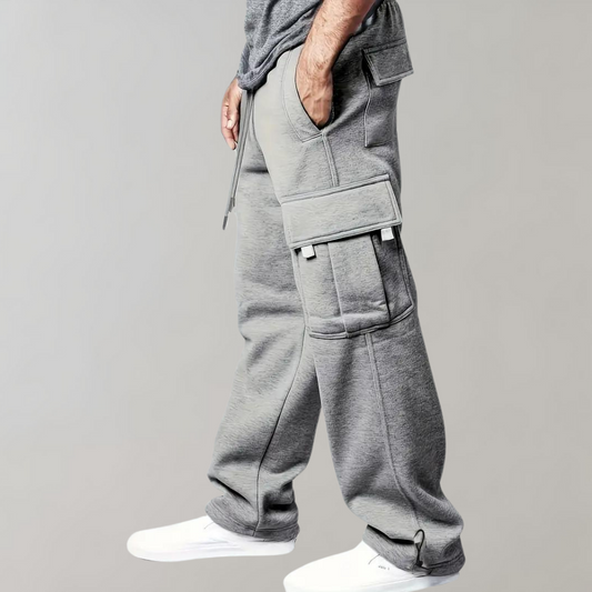 Men’s cargo jogger pants with drawstring waist in black