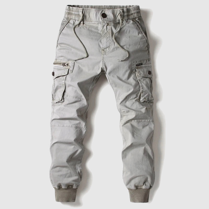 Men’s black cargo jogger pants with casual fit and multiple pockets