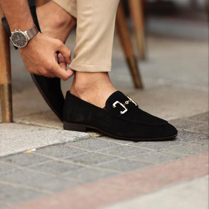 Men’s formal black slip-on round toe dress shoes