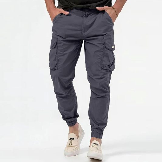 Men’s cargo pants with drawstring waist and utility pockets