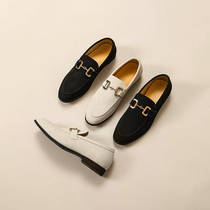 Men’s formal black slip-on round toe dress shoes