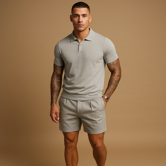 Men’s casual relaxed fit shirt and shorts set streetwear outfit