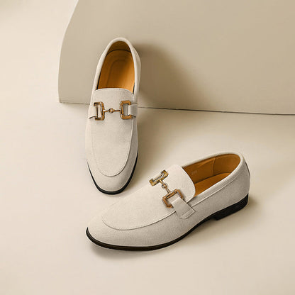 Men’s formal black slip-on round toe dress shoes