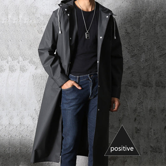 Unisex long water-resistant jacket for outdoor activities
