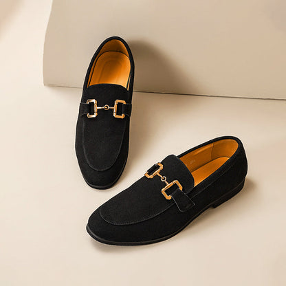 Men’s formal black slip-on round toe dress shoes
