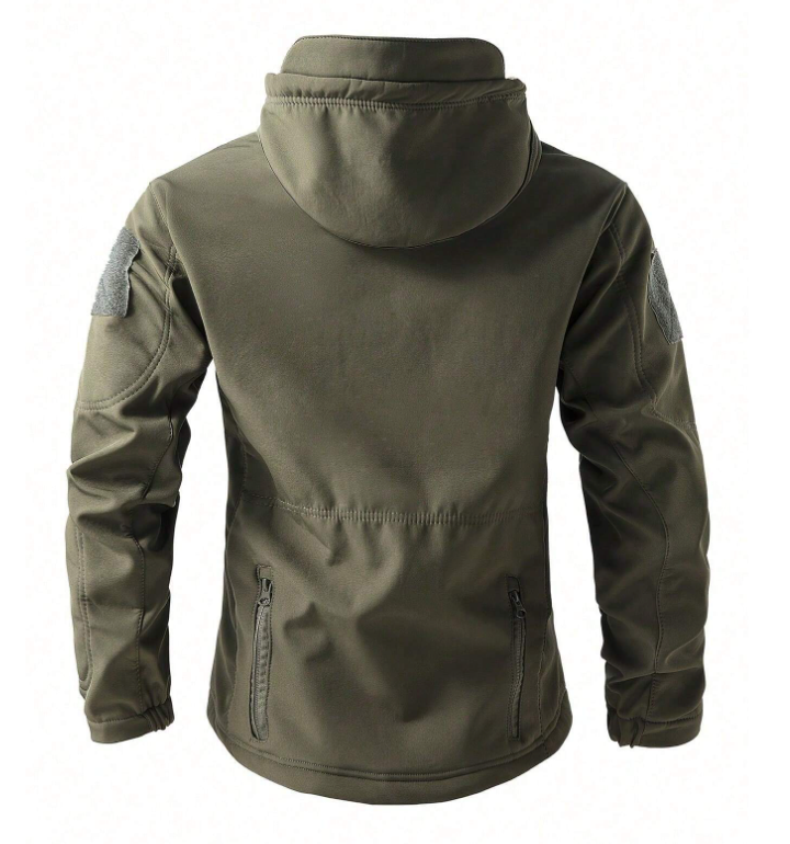 Men’s outdoor fleece-lined hooded jacket and pants set for cold weather