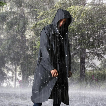 Unisex long water-resistant jacket for outdoor activities