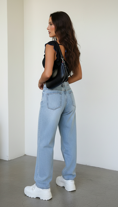 Women’s Straight Leg Denim Jeans Relaxed Fit Spring