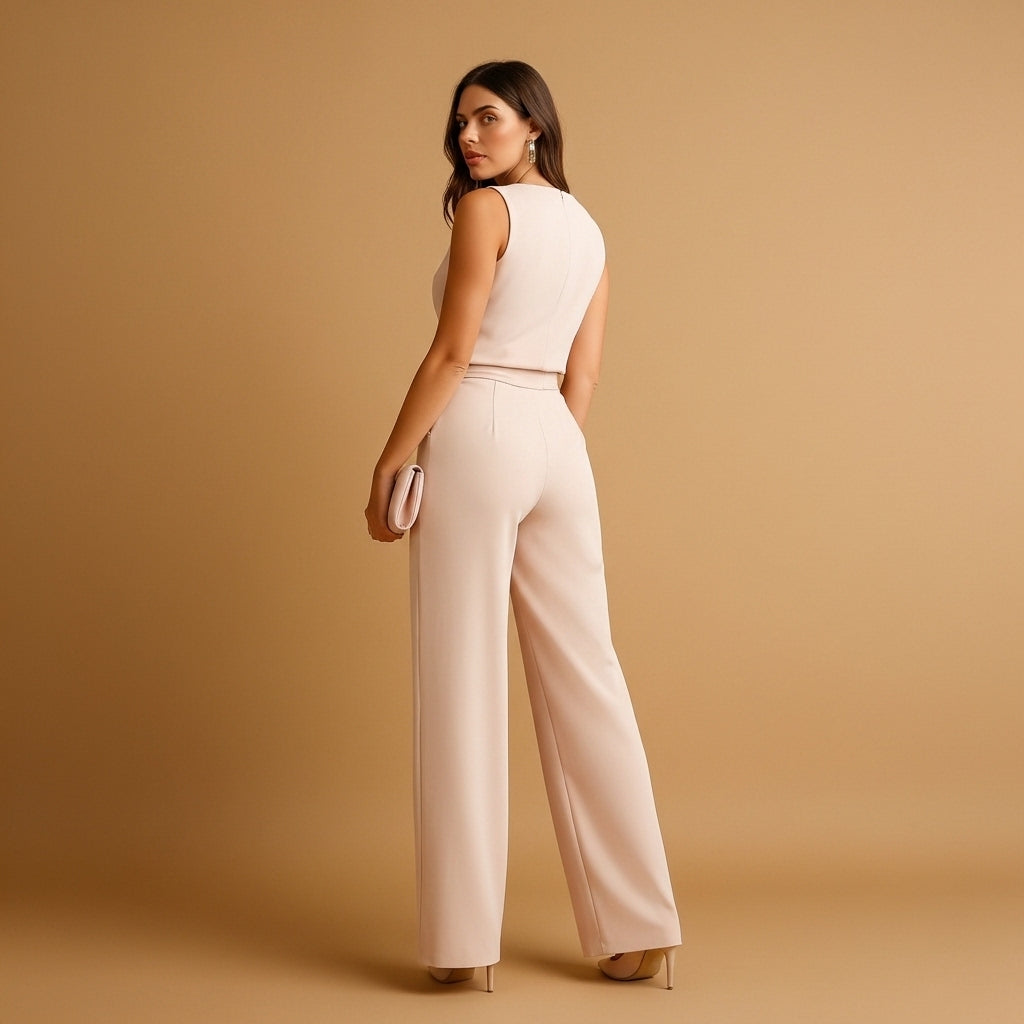 Women’s Wrap Jumpsuit Fitted Fit Wide Leg Cut