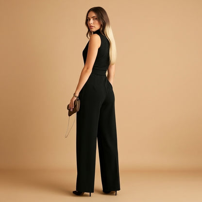 Women’s Wrap Jumpsuit Fitted Fit Wide Leg Cut