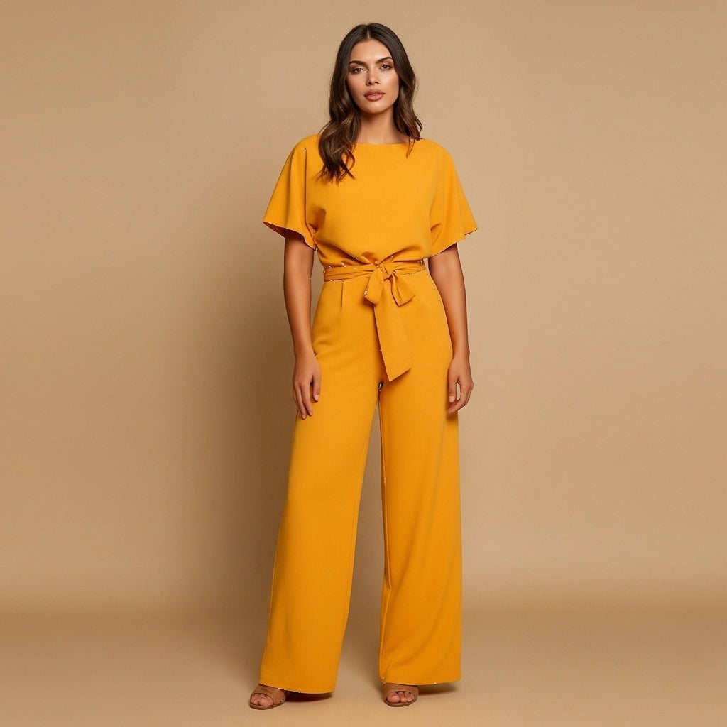 Women’s Jumpsuit Fitted High Waist Lace Up Design