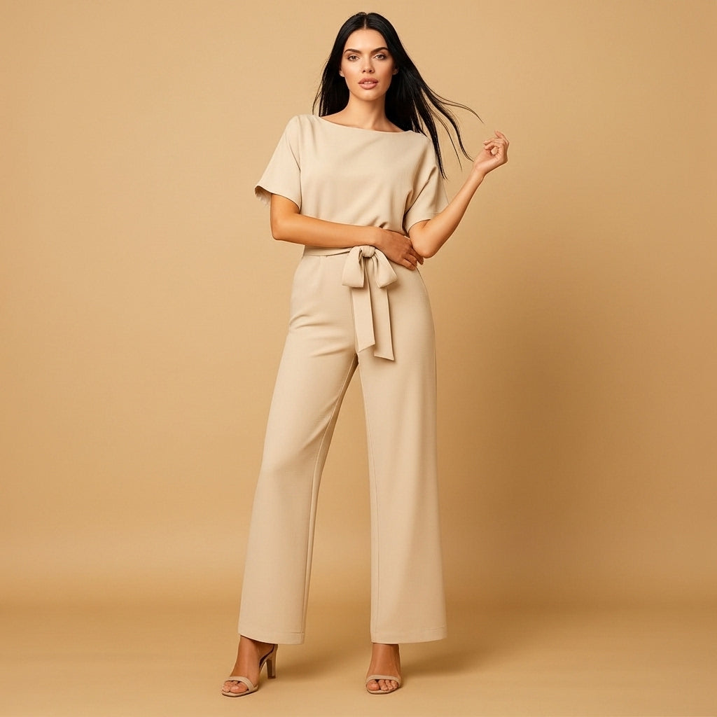 Women’s Jumpsuit Fitted High Waist Lace Up Design