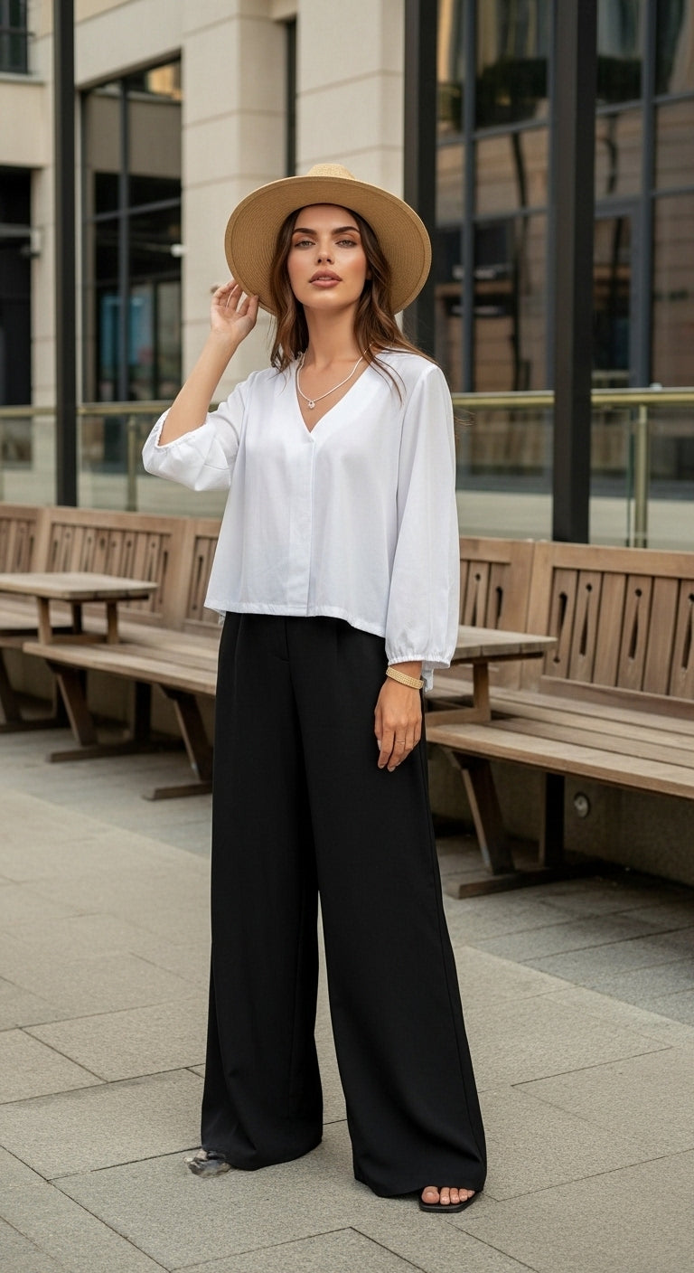 Women’s Wide Leg Office Trousers Relaxed Fit