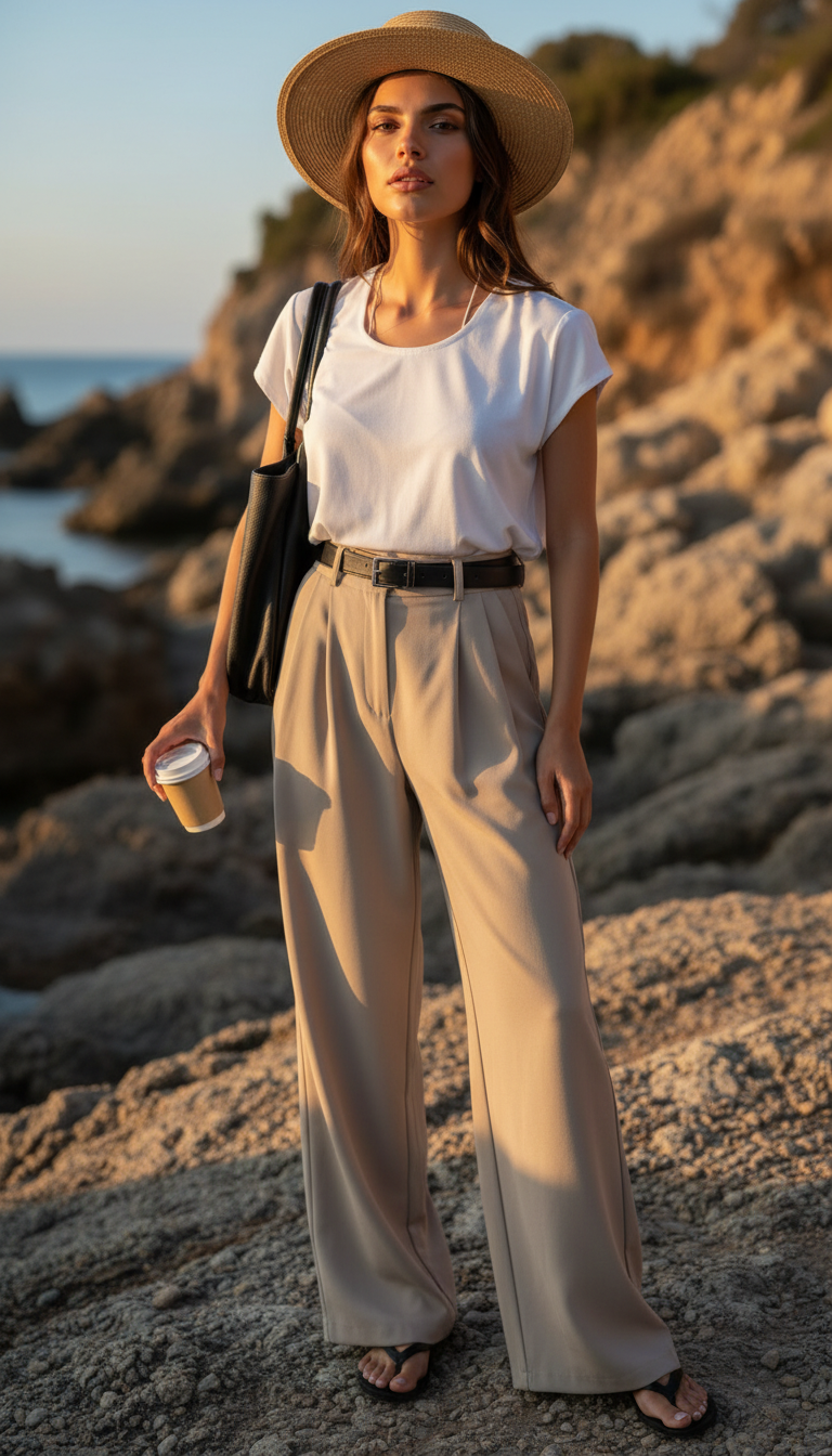 Women’s Wide Leg Office Trousers Relaxed Fit