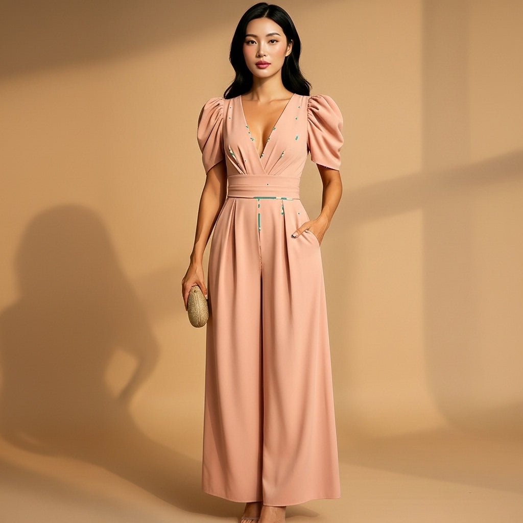 Women’s Full Length Jumpsuit Fitted Long Silhouette