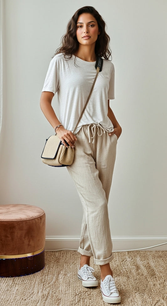 Women’s Linen Wide Leg Trousers Casual Summer Wear