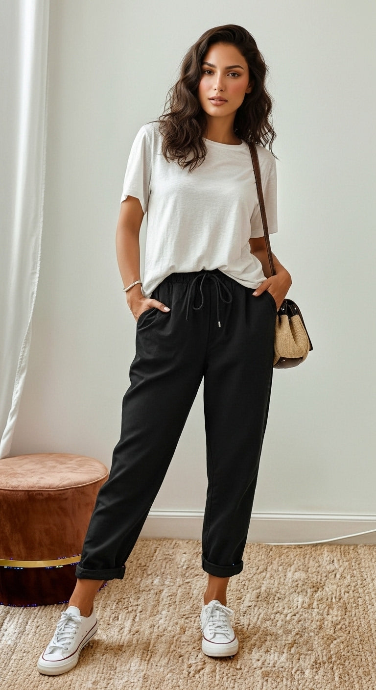 Women’s Linen Wide Leg Trousers Casual Summer Wear