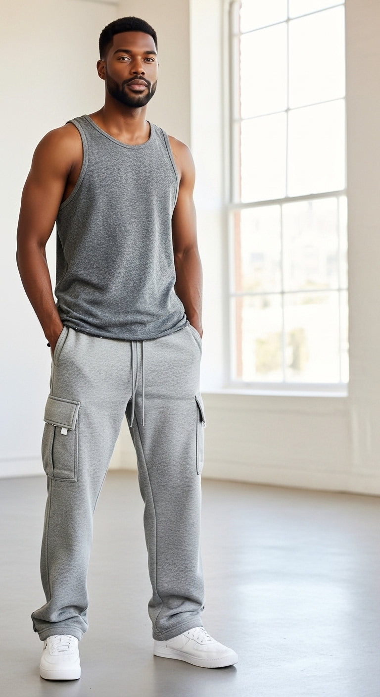 Men’s Cargo Jogger Pants Drawstring Waist