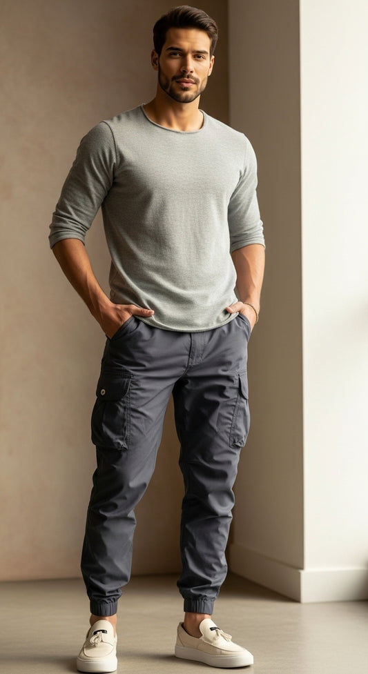 Men’s Cargo Pants Drawstring Waist Utility Style