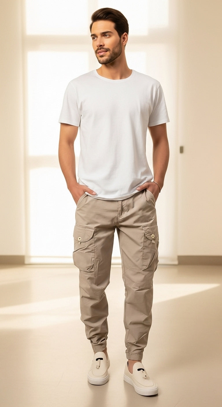 Men’s Cargo Pants Drawstring Waist Utility Style