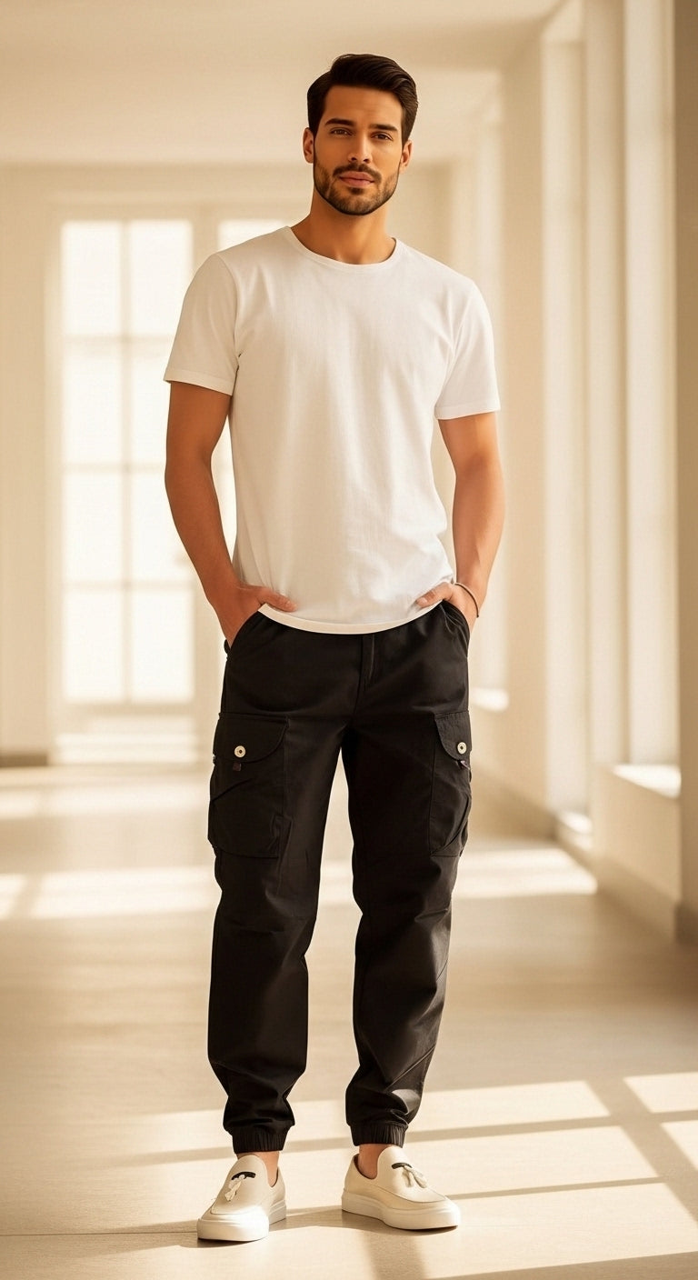 Men’s Cargo Pants Drawstring Waist Utility Style