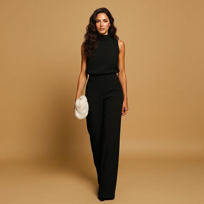 Women’s Sleeveless Halter Jumpsuit Wide Leg High Waist