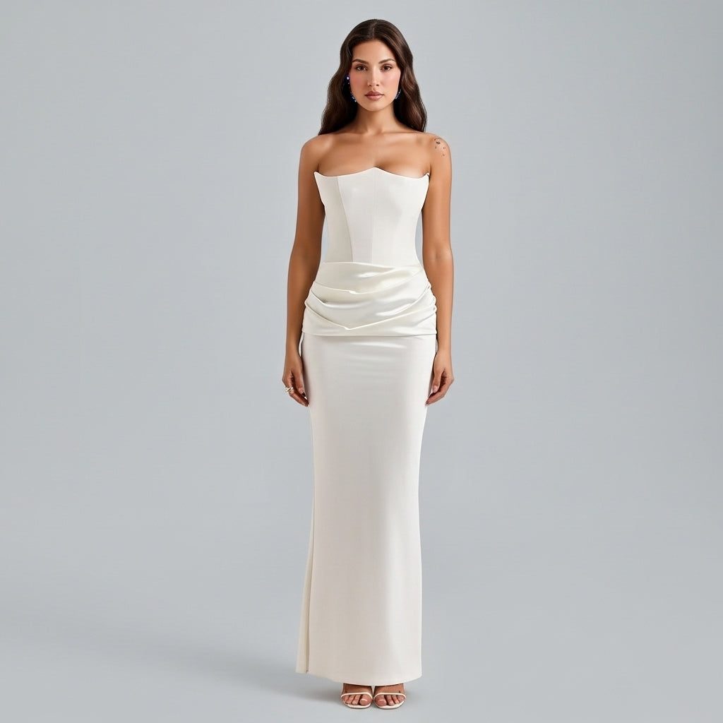 Women’s Strapless Velvet Corset Maxi Dress