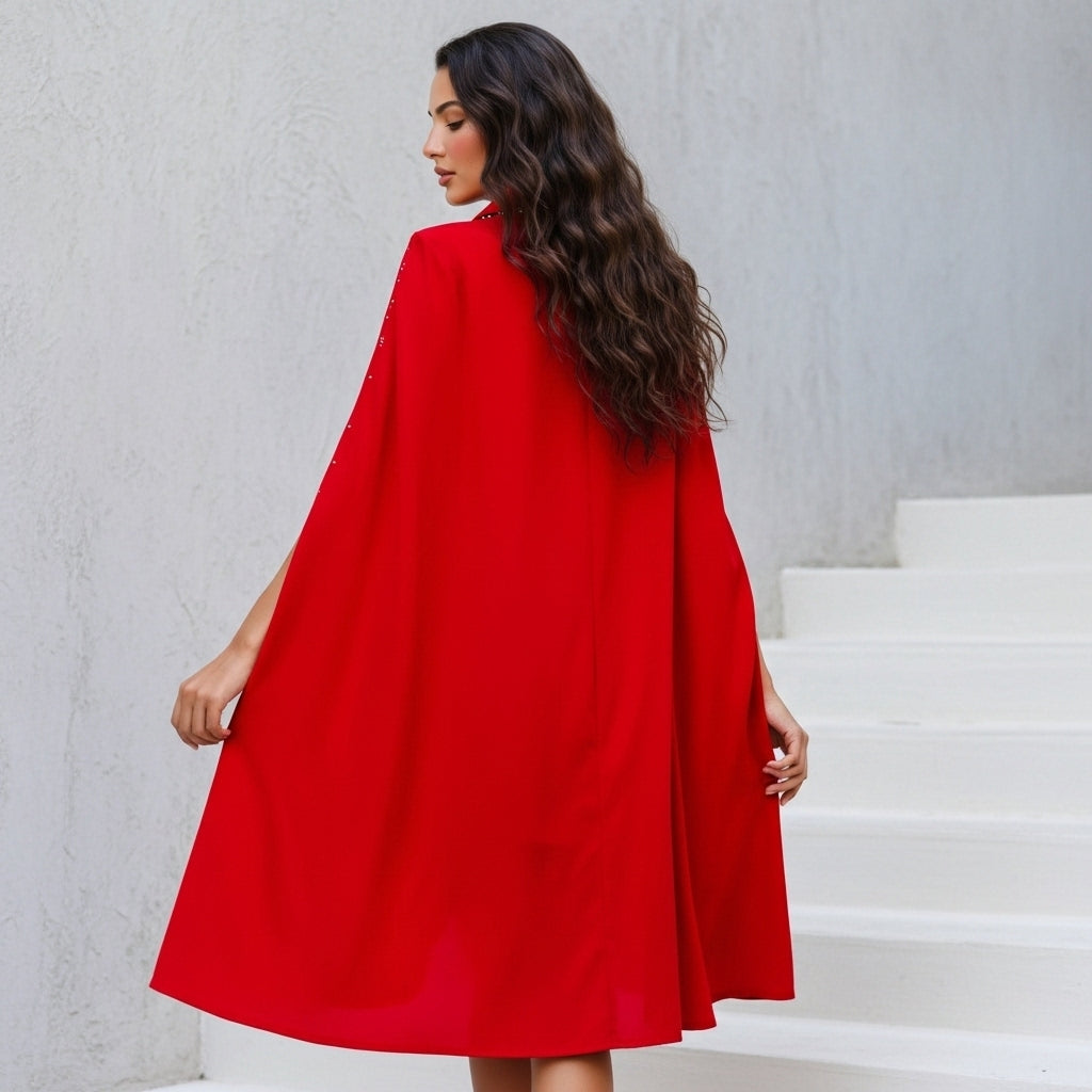 Women’s Cape Blazer Mini Dress With Belt And Gold Buttons