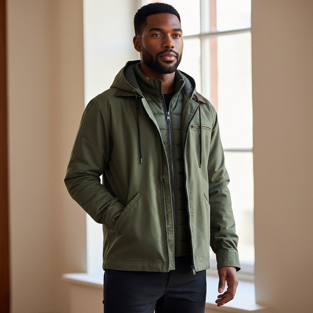 Men’s Autumn Jacket Casual Fit Polyester Blend