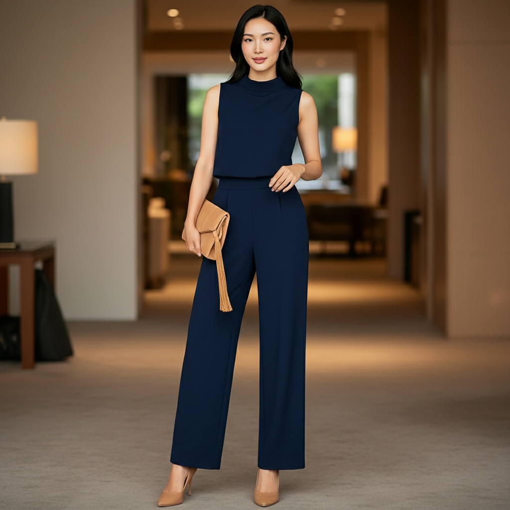 Women’s Jumpsuit Wide Leg Round Neck Design