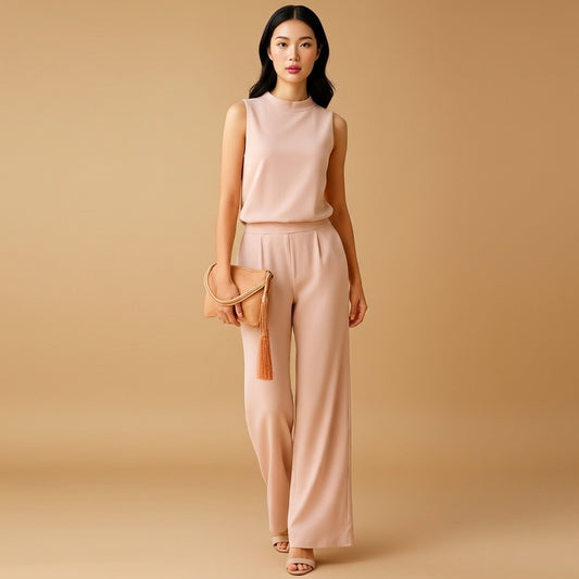 Women’s Jumpsuit Wide Leg Round Neck Design