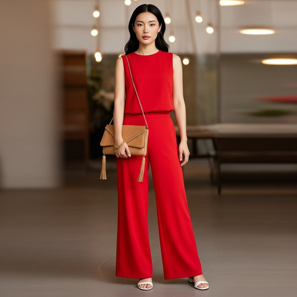 Women’s Jumpsuit Wide Leg Round Neck Design