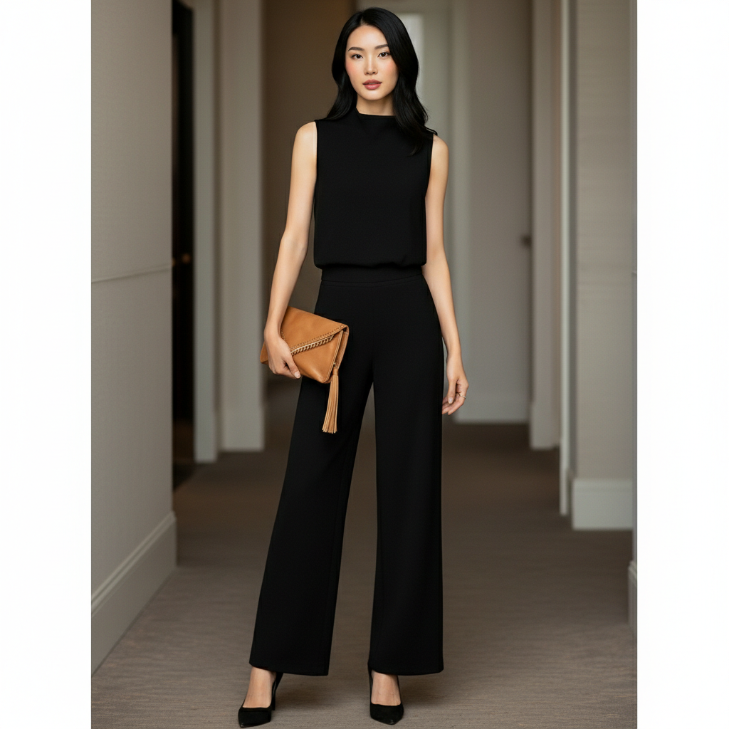 Women’s Jumpsuit Wide Leg Round Neck Design