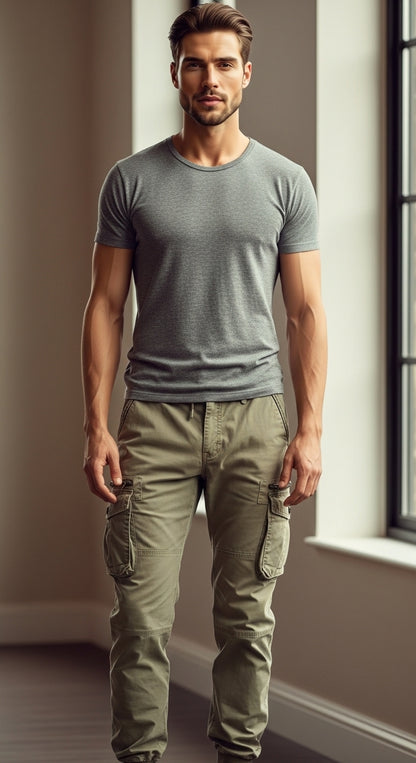 Men’s Cargo Jogger Pants Black Casual Fit