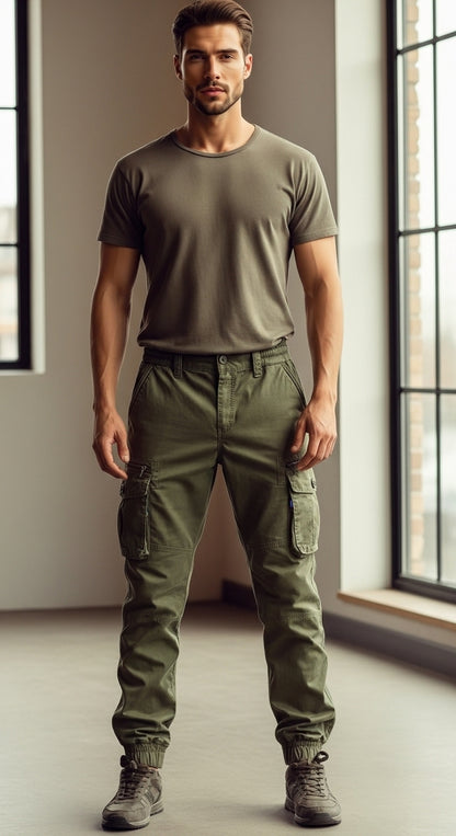 Men’s Cargo Jogger Pants Black Casual Fit