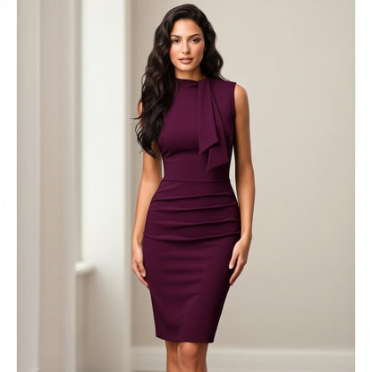 Women’s Sleeveless Midi Dress V-Neck Wrap Style