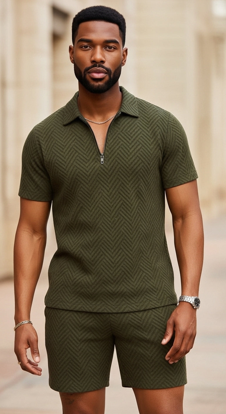 Men’s Polo Shirt and Shorts Set Casual Summer Outfit