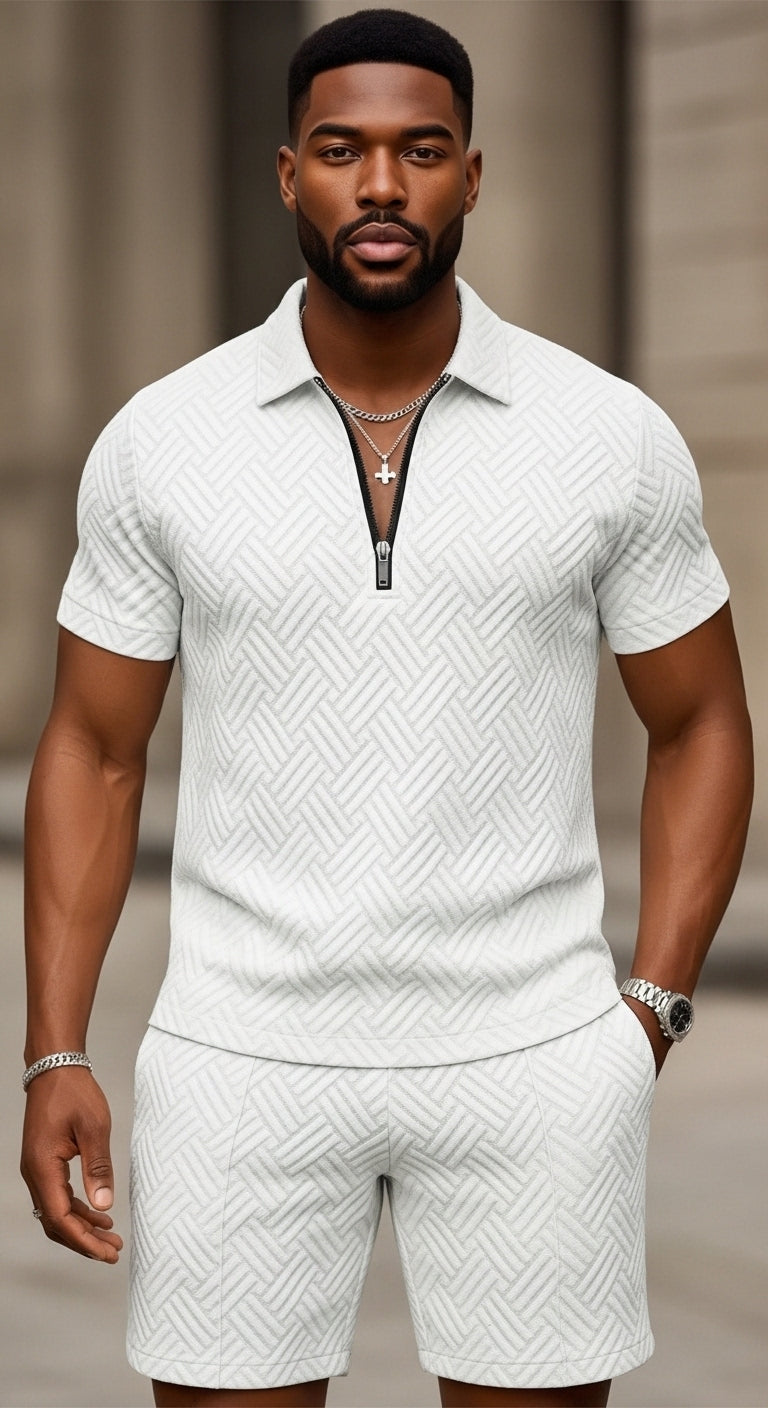Men’s Polo Shirt and Shorts Set Casual Summer Outfit