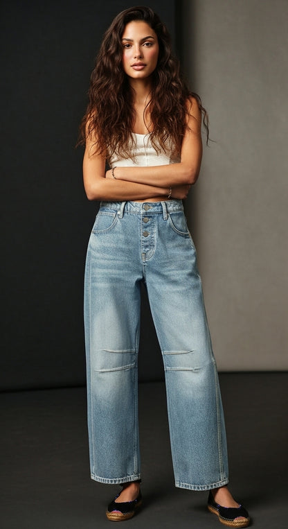 Women’s Loose Fit High Waisted Denim Pants