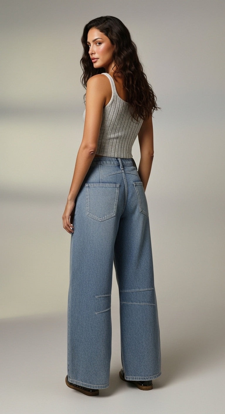 Women’s Loose Fit High Waisted Denim Pants